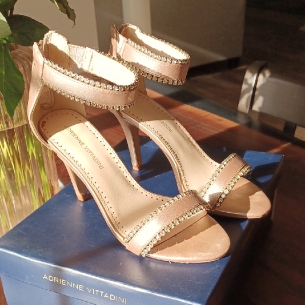 Adrienne Vittadini Cashmere Bronze Rhinestone Heels